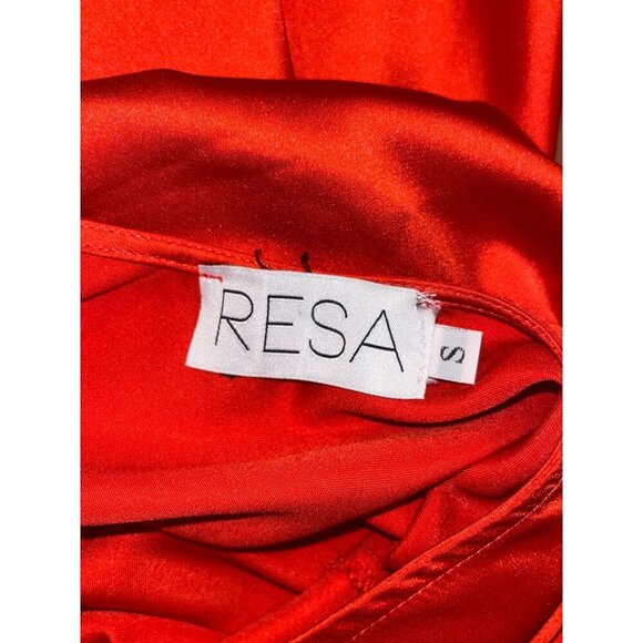 RESA Red Satin Madison Slip Open Back Women MidiDress Size Small - Picture 10 of 12